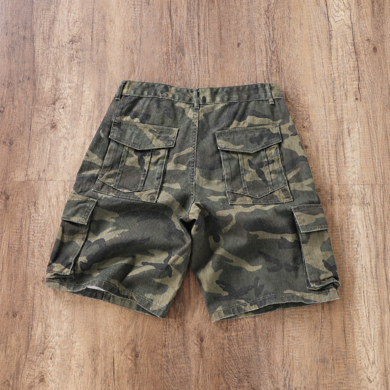 Camouflage Denim Cargo Shorts Jorts Streetwear Style For Men