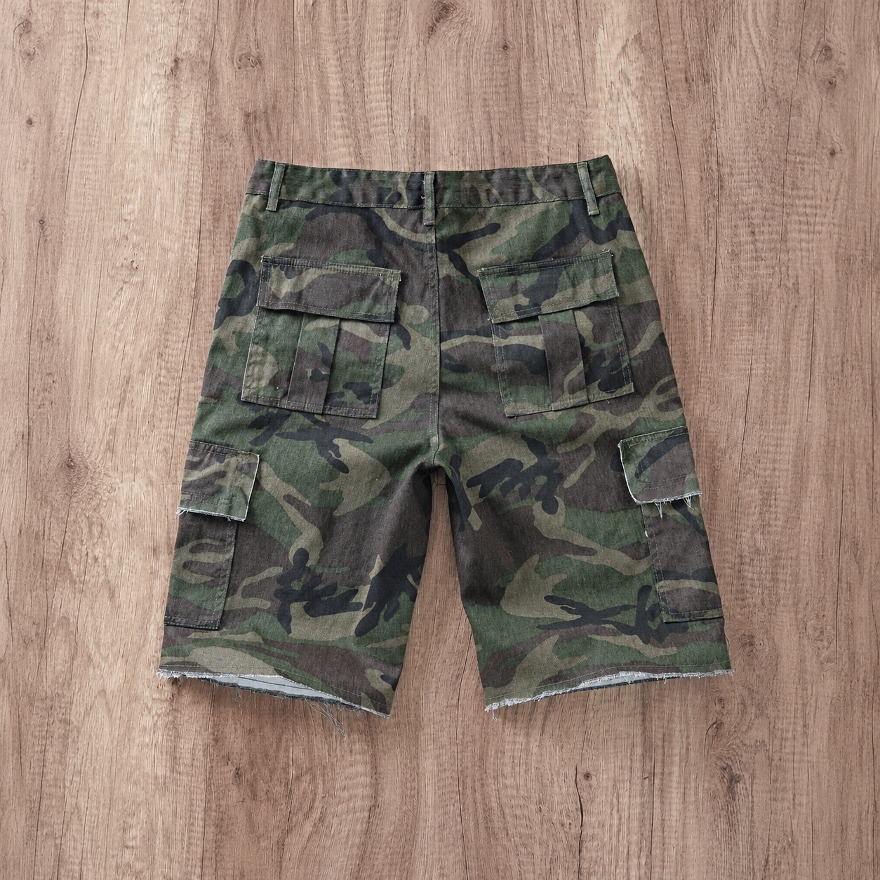 Camouflage Denim Cargo Shorts Jorts Streetwear Style For Men
