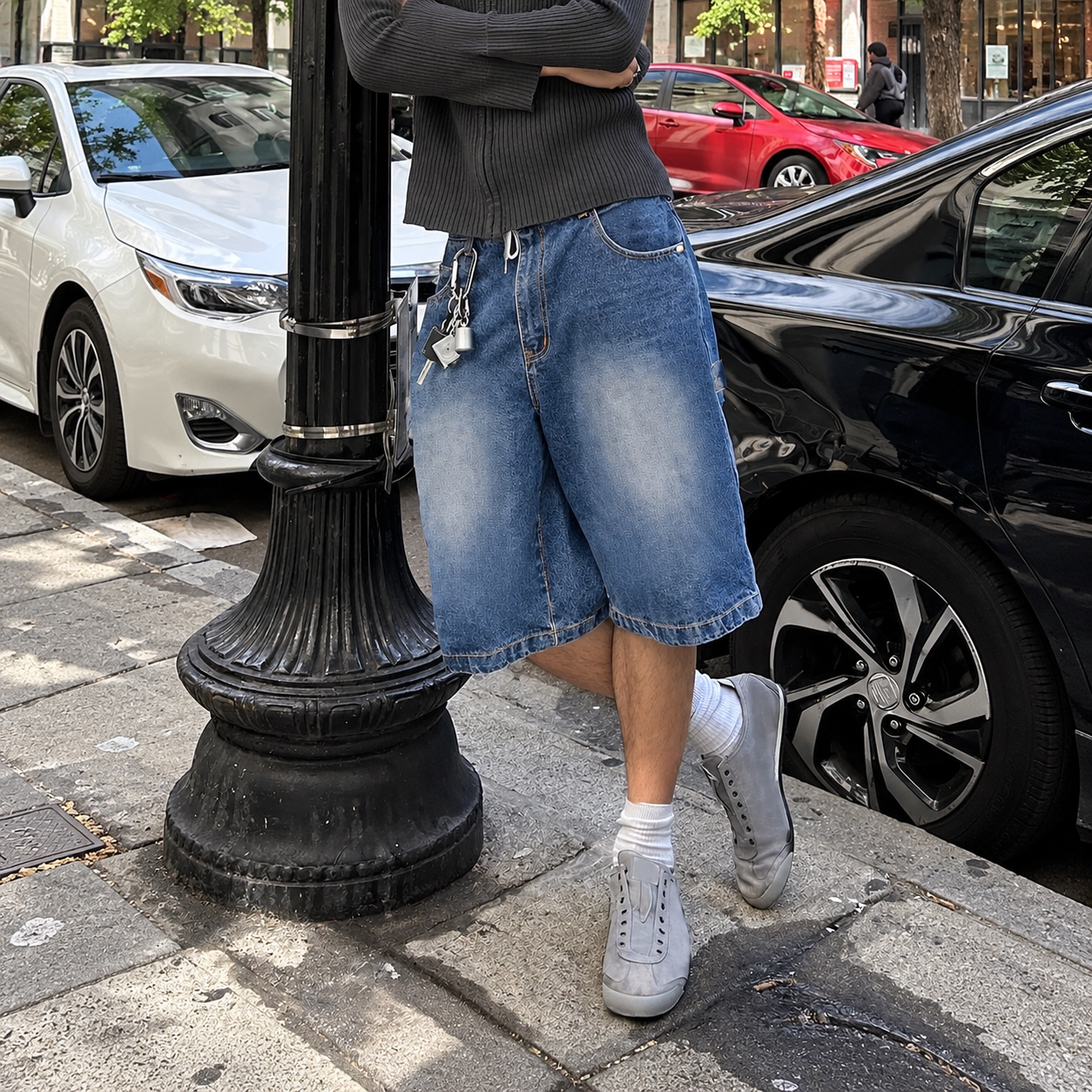 Loose Fit Denim Bermuda Shorts Jorts Streetwear Style For Men