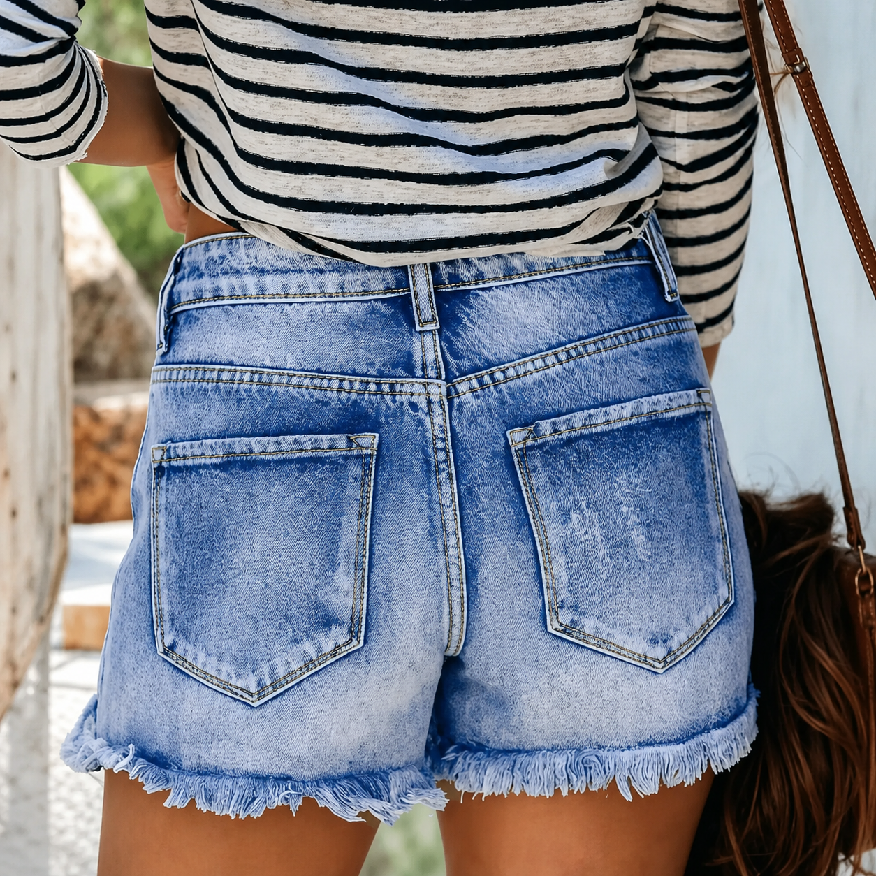 Casual Slim Fit Ripped Jean Shorts For Women