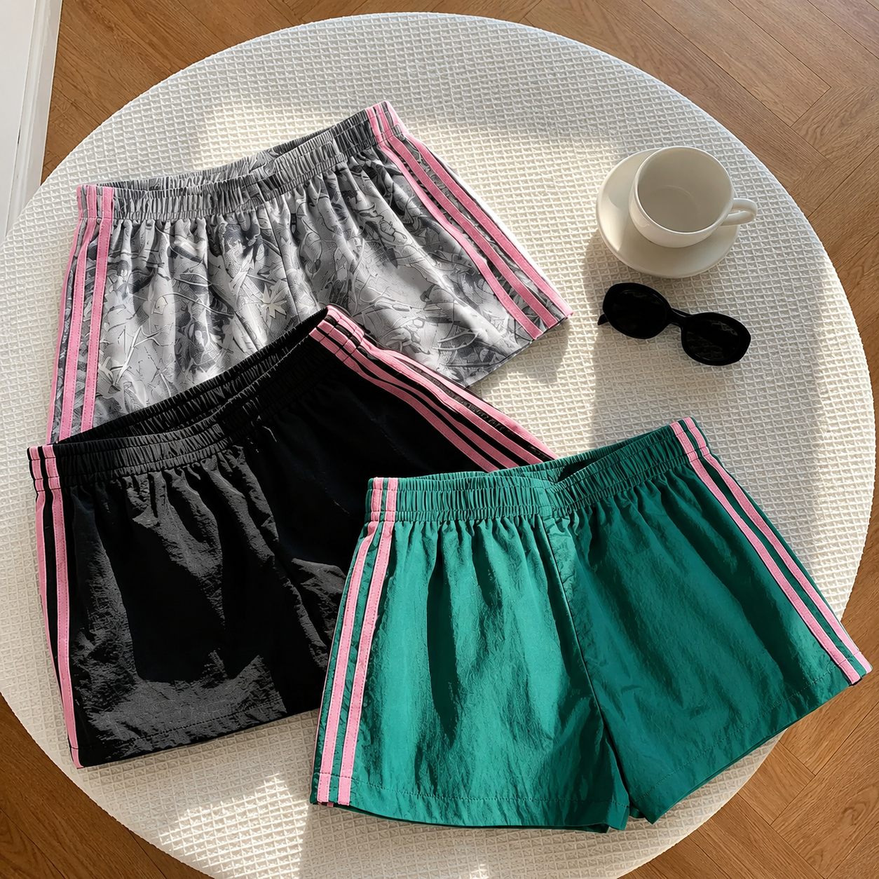 3 Pieces Striped Shorts For Spring Summer For Women