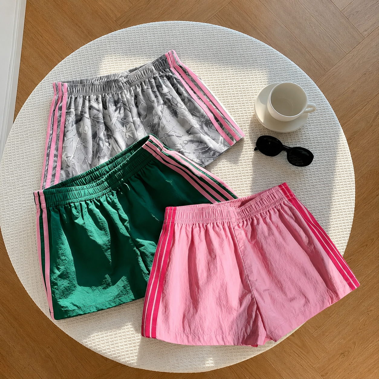 3 Pieces Striped Shorts For Spring Summer For Women