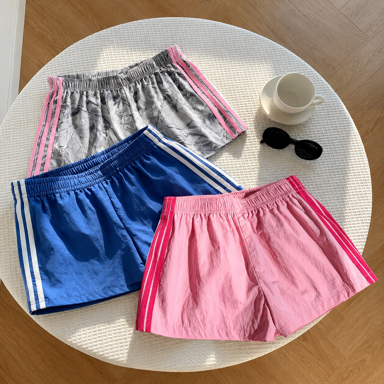 3 Pieces Striped Shorts For Spring Summer For Women