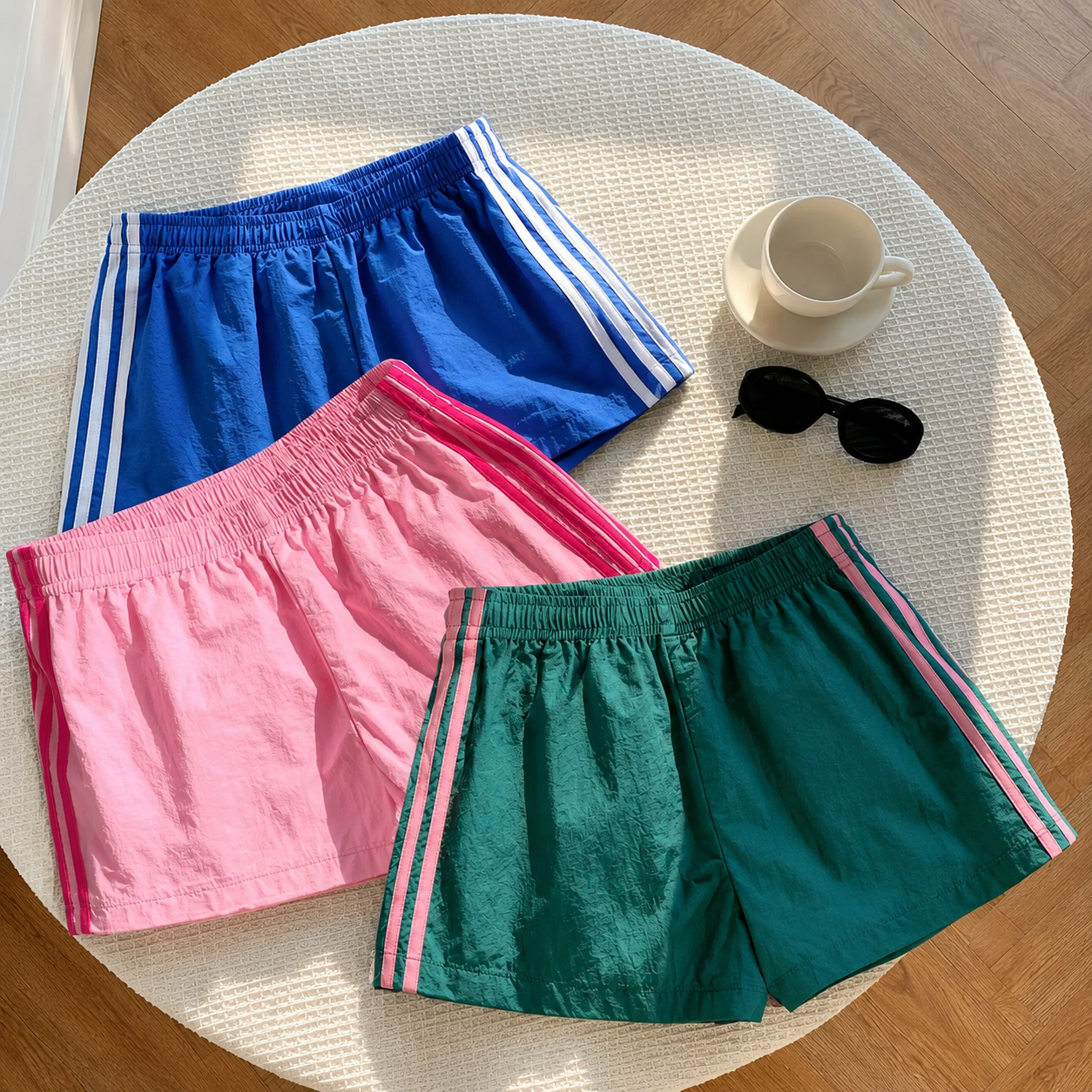 3 Pieces Striped Shorts For Spring Summer For Women