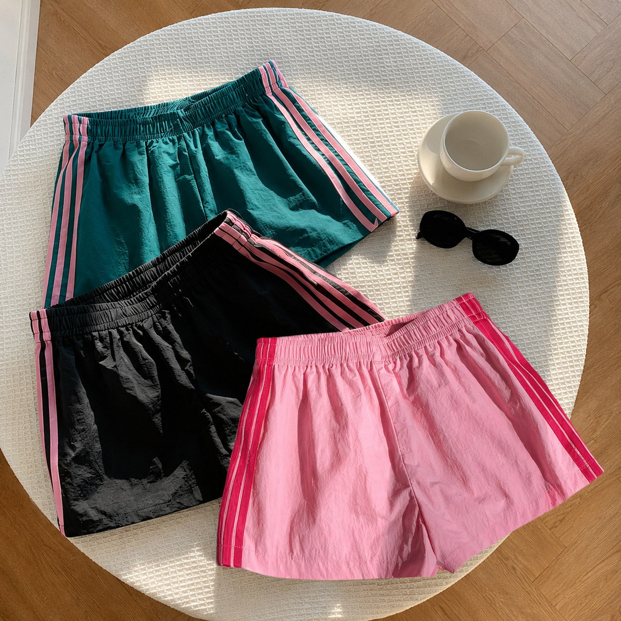 3 Pieces Striped Shorts For Spring Summer For Women