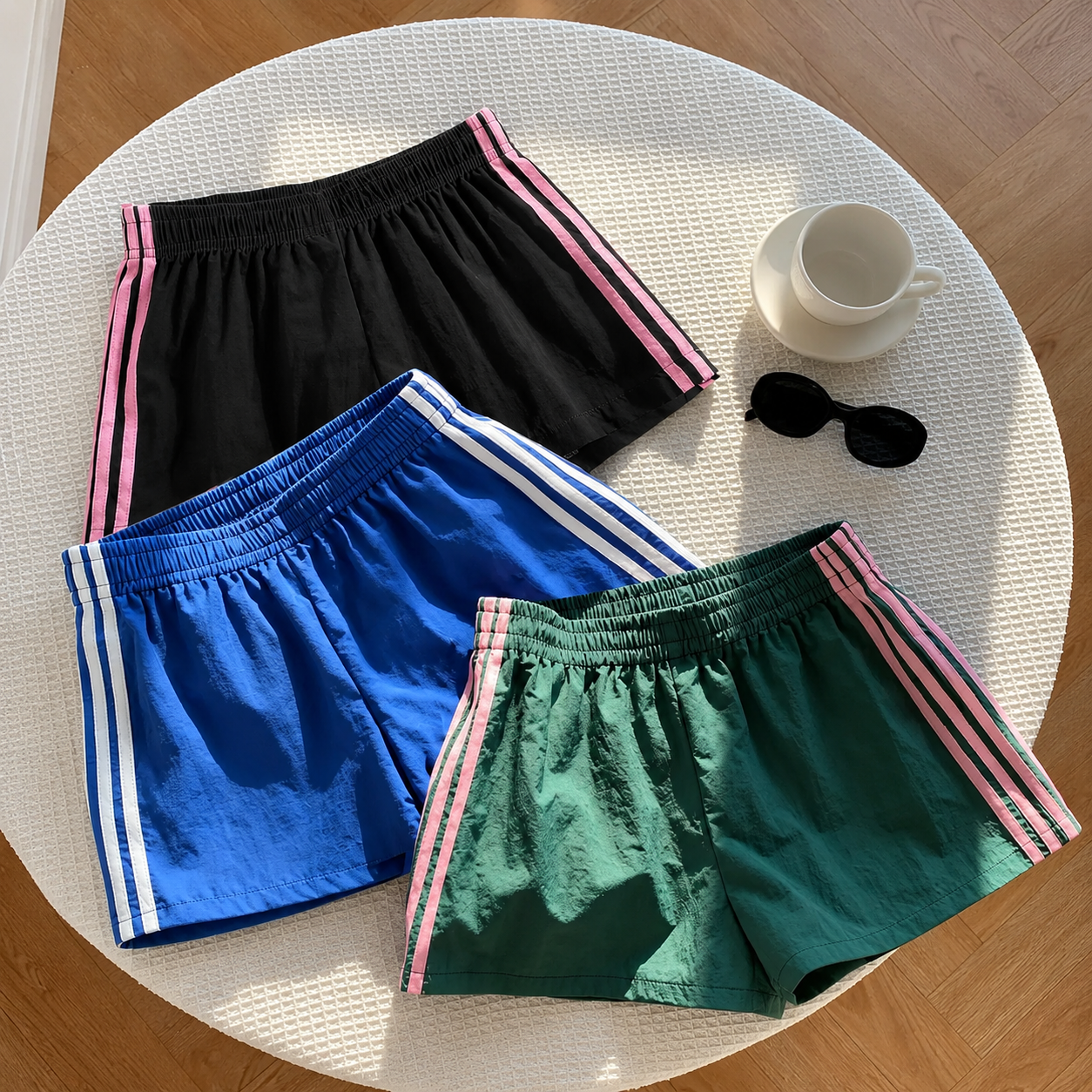 3 Pieces Striped Shorts For Spring Summer For Women