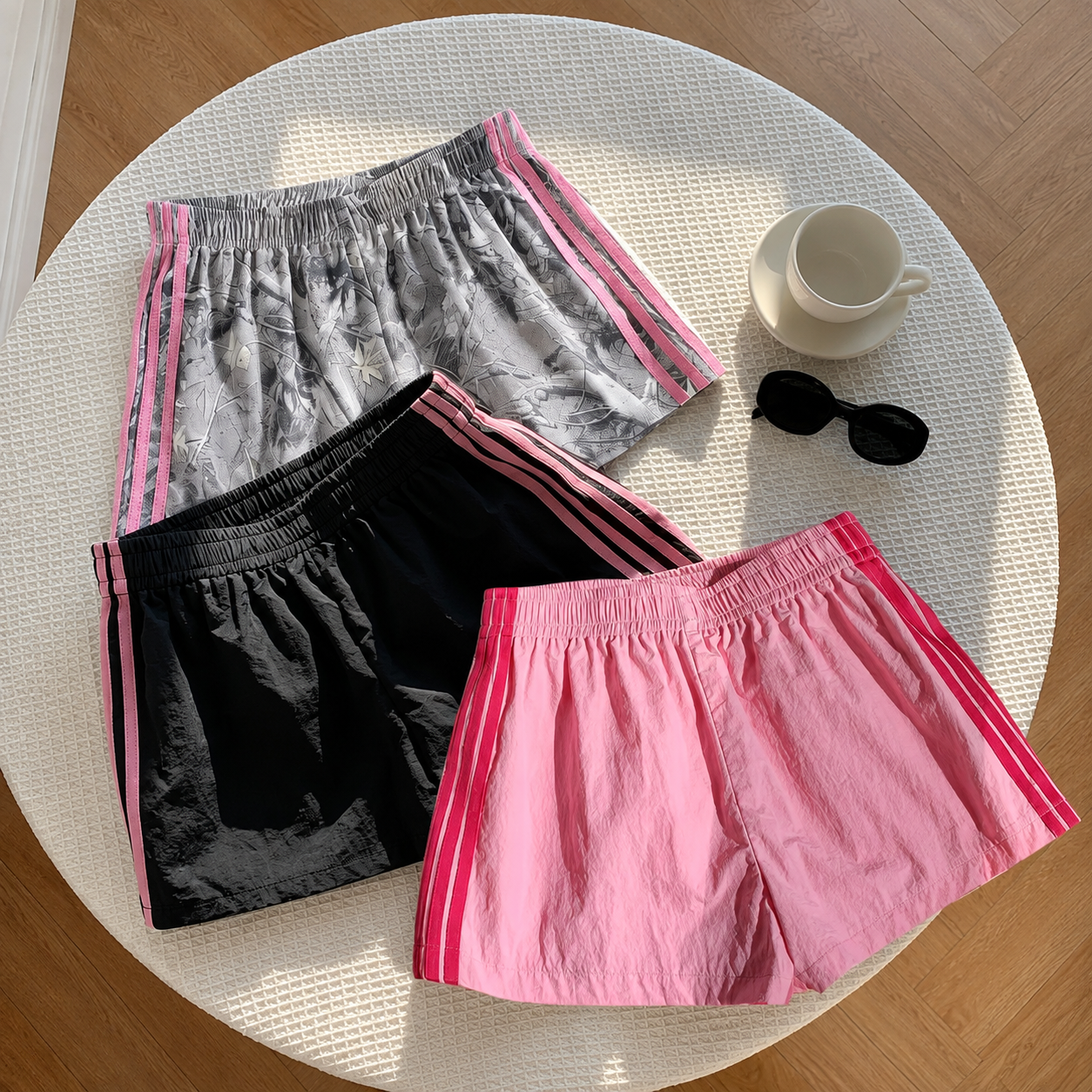 3 Pieces Striped Shorts For Spring Summer For Women