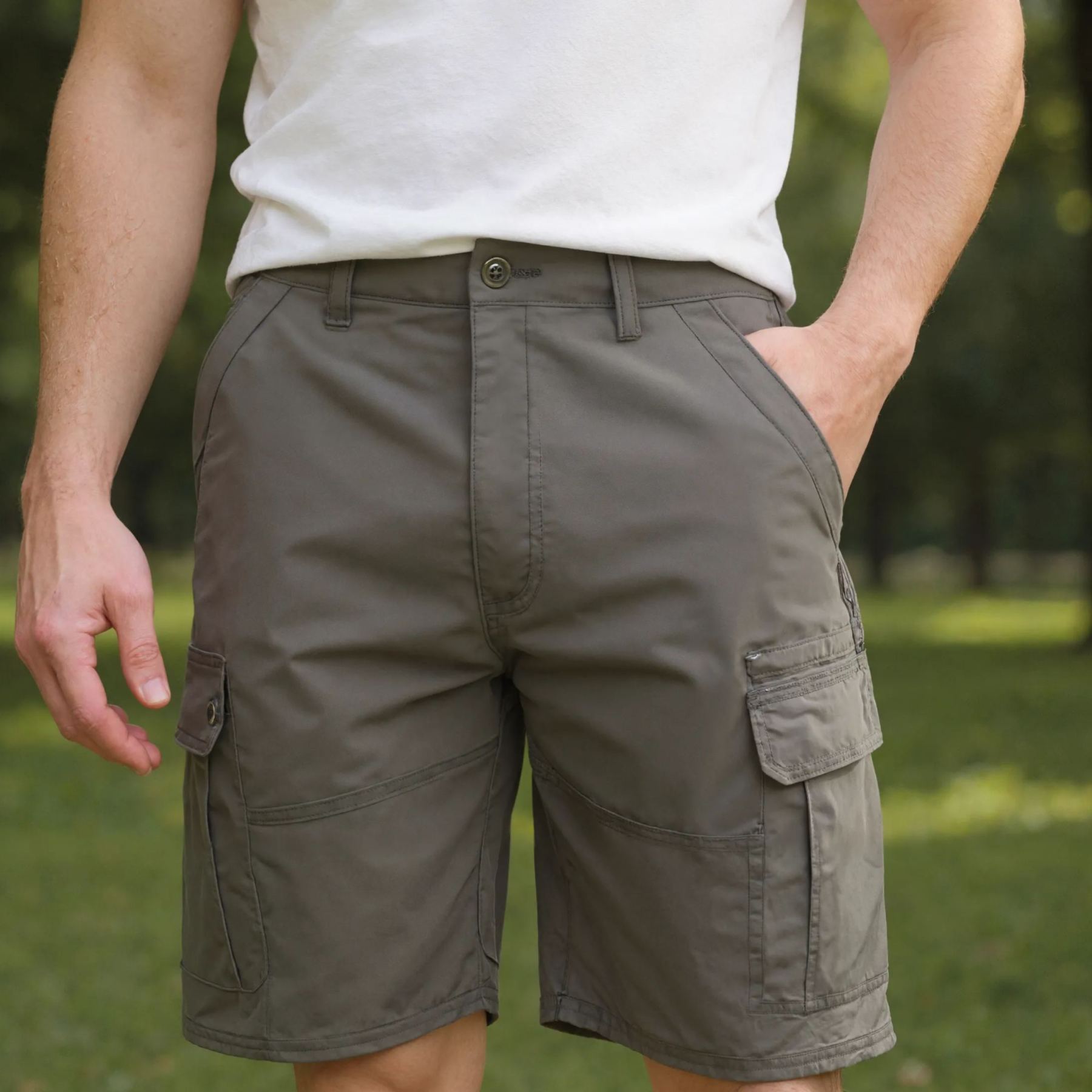 Classic Cargo Stretch Shorts With Multi Pockets For Men