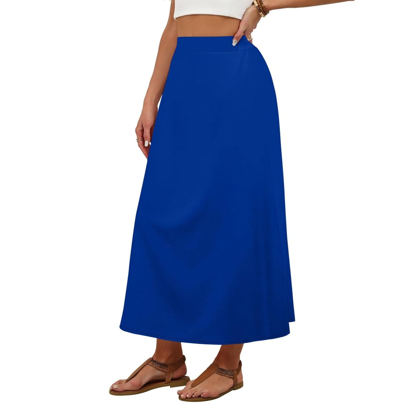 Casual Stretch Maxi Skirt With Pocket For Women