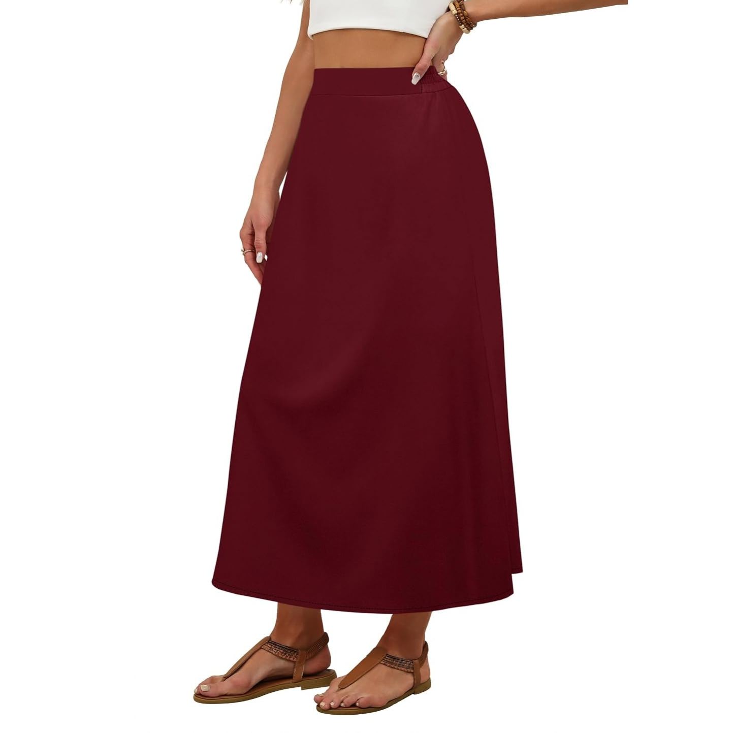 Casual Stretch Maxi Skirt With Pocket For Women