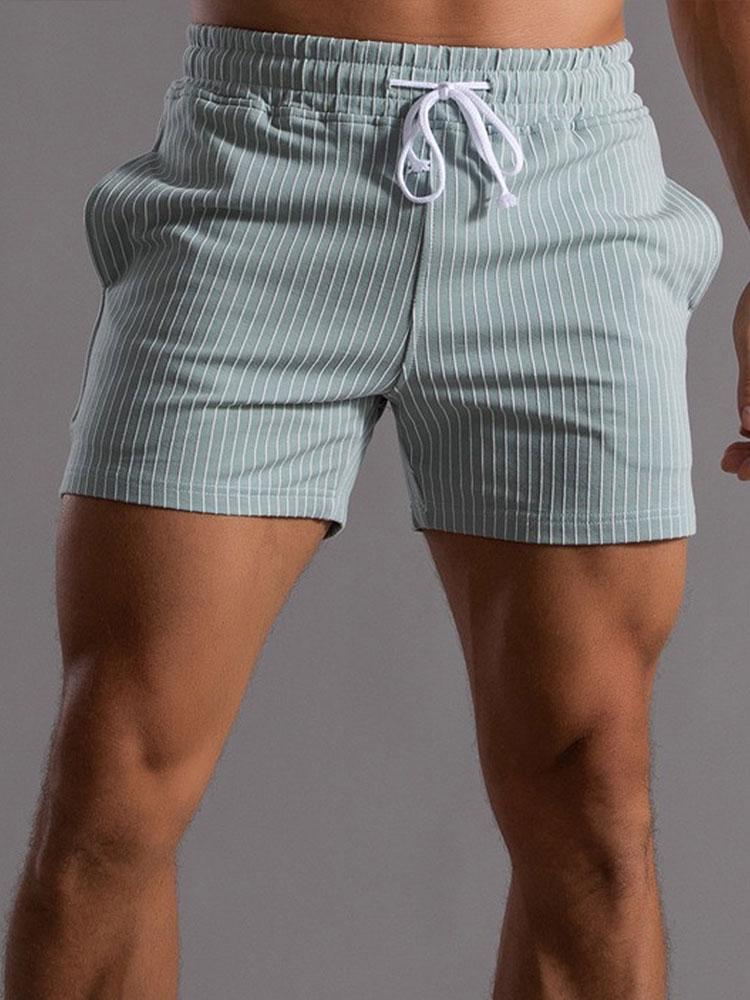 Striped Pattern Jersey Shorts With Drawstring-Waves And Trunks