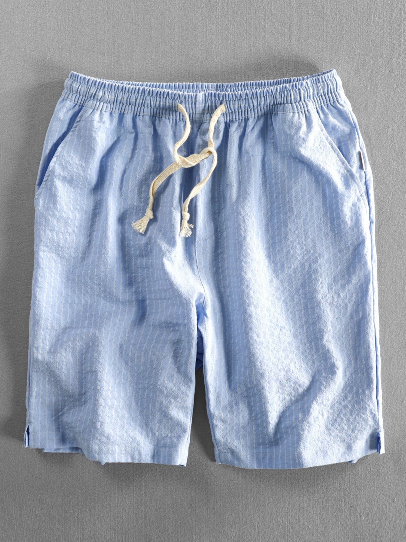 Drawstring Striped Pattern Shorts-Waves And Trunks