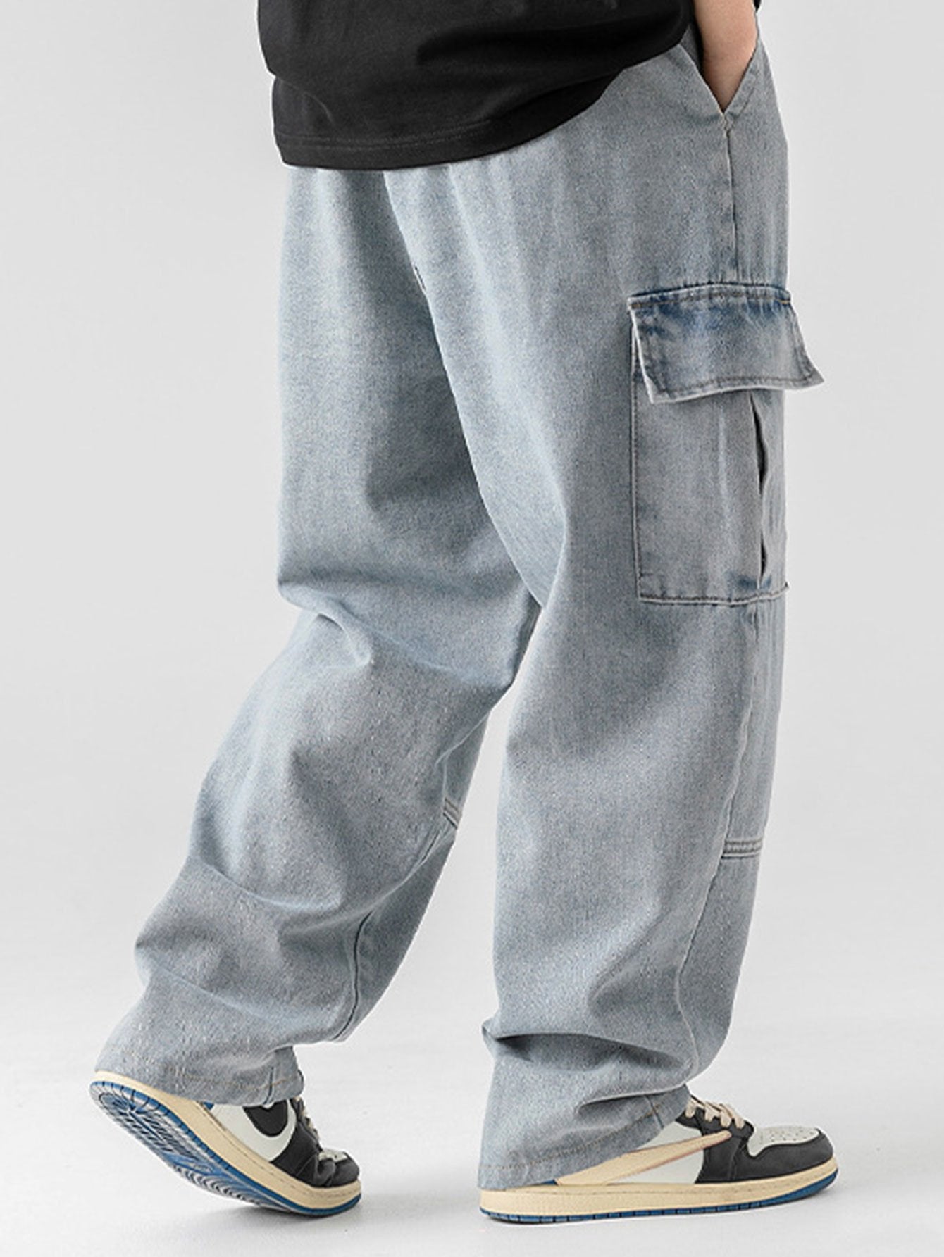 Straight Leg Cargo Jeans-Waves And Trunks