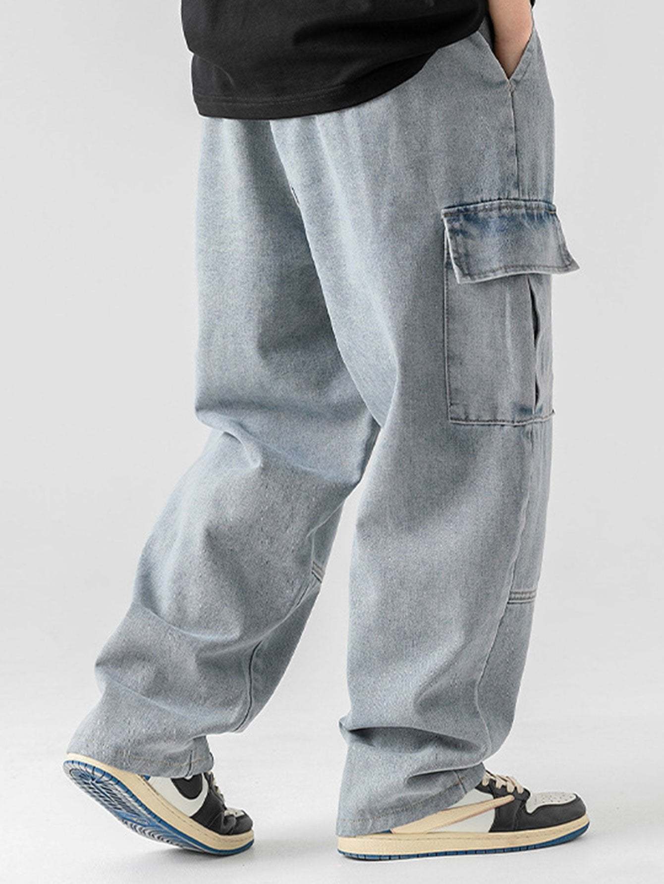 Straight Leg Cargo Jeans-Waves And Trunks