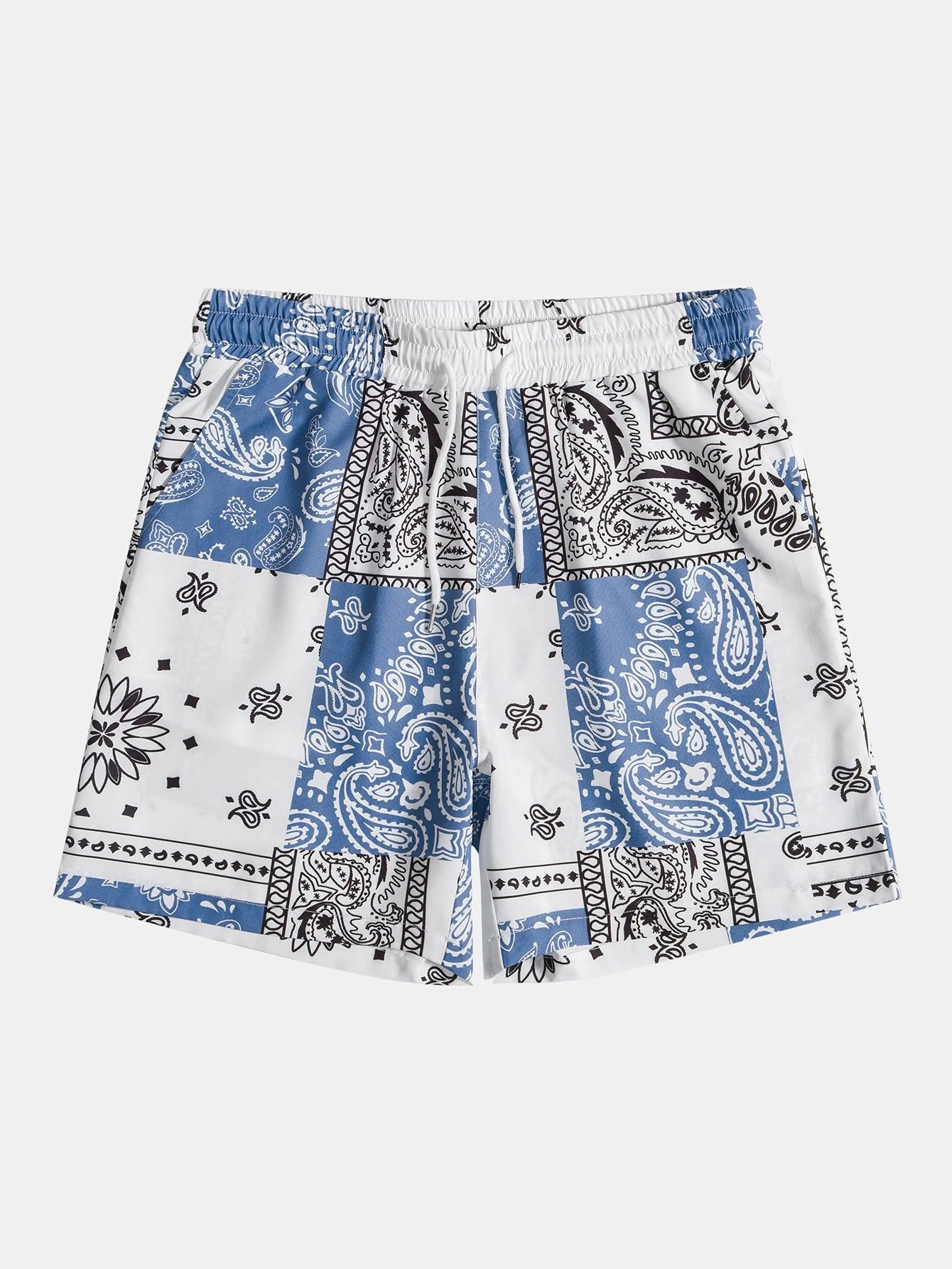 Paisley Drawstring Print Shorts-Waves And Trunks