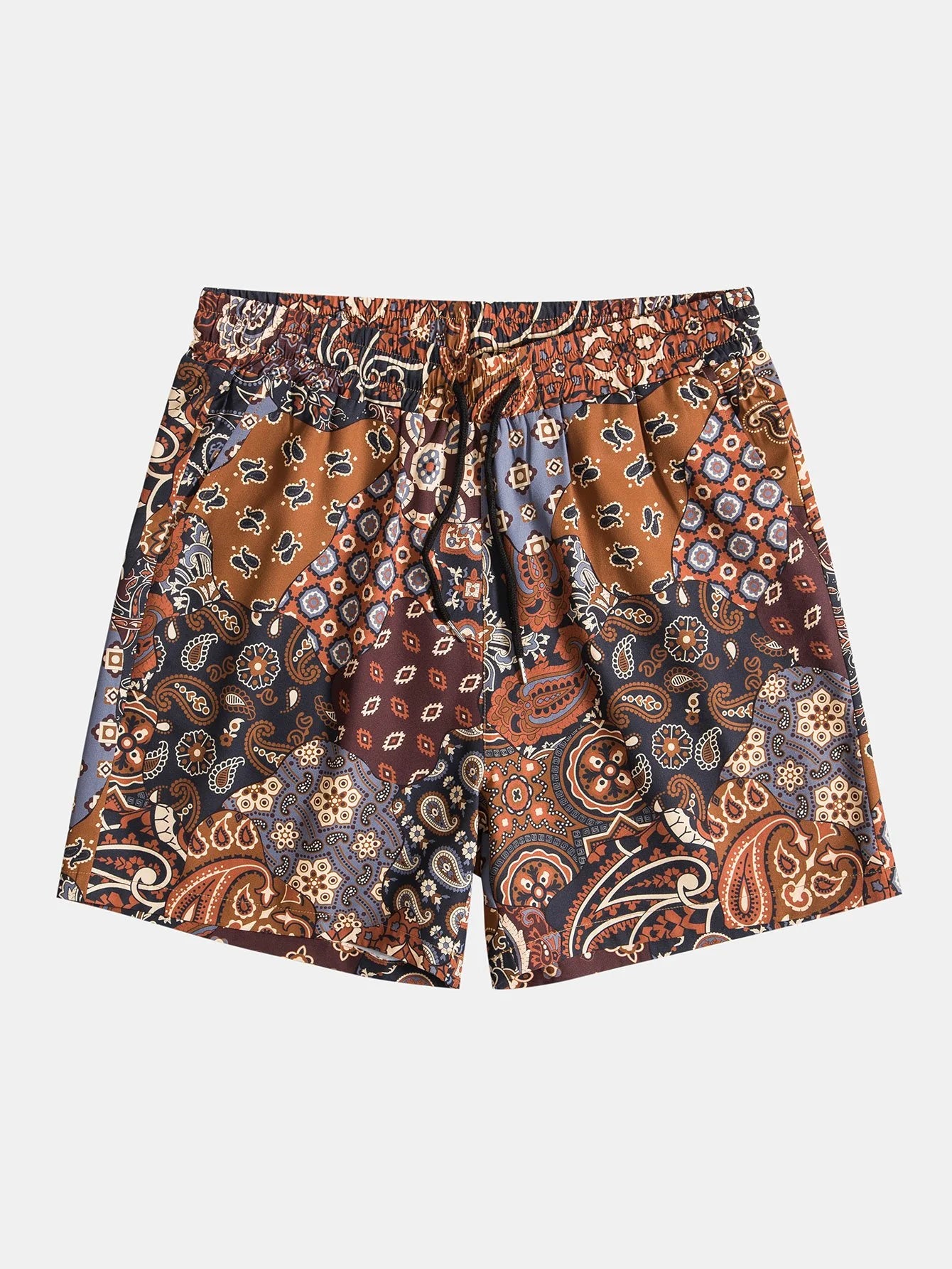 Paisley Patchwork Printed Shorts-Waves And Trunks