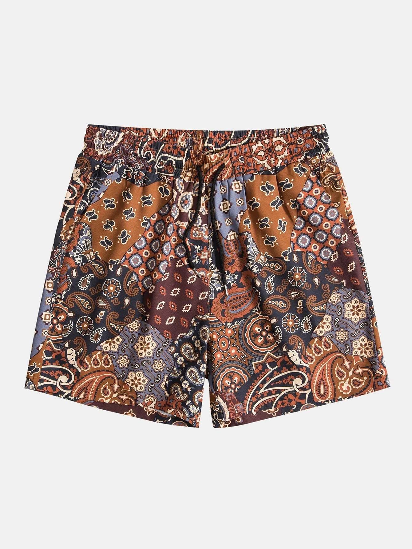 Paisley Patchwork Printed Shorts-Waves And Trunks