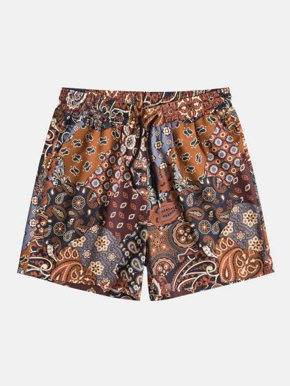 Paisley Patchwork Printed Shorts-Waves And Trunks