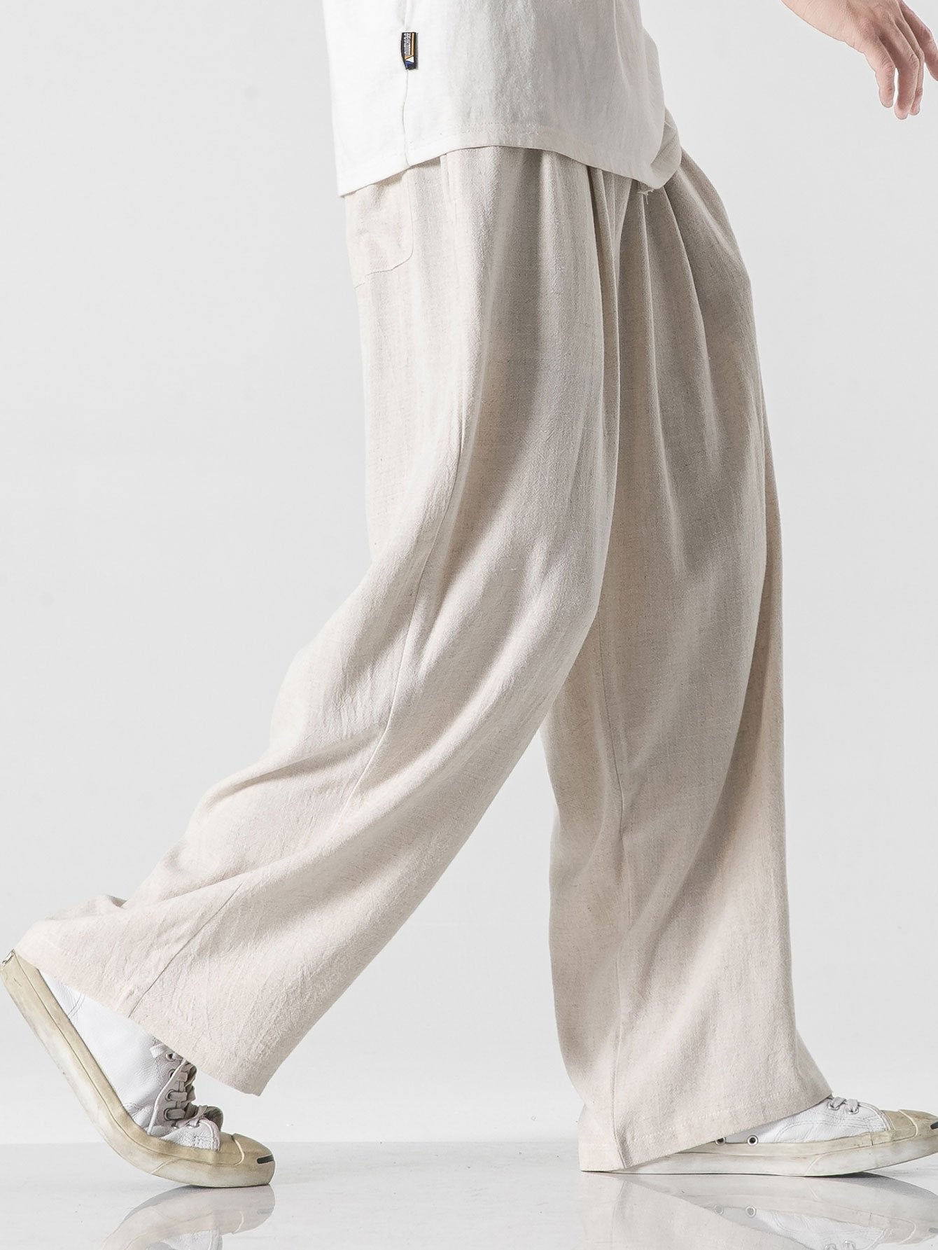 Loose And Wide Legs Plain Pants-Waves And Trunks