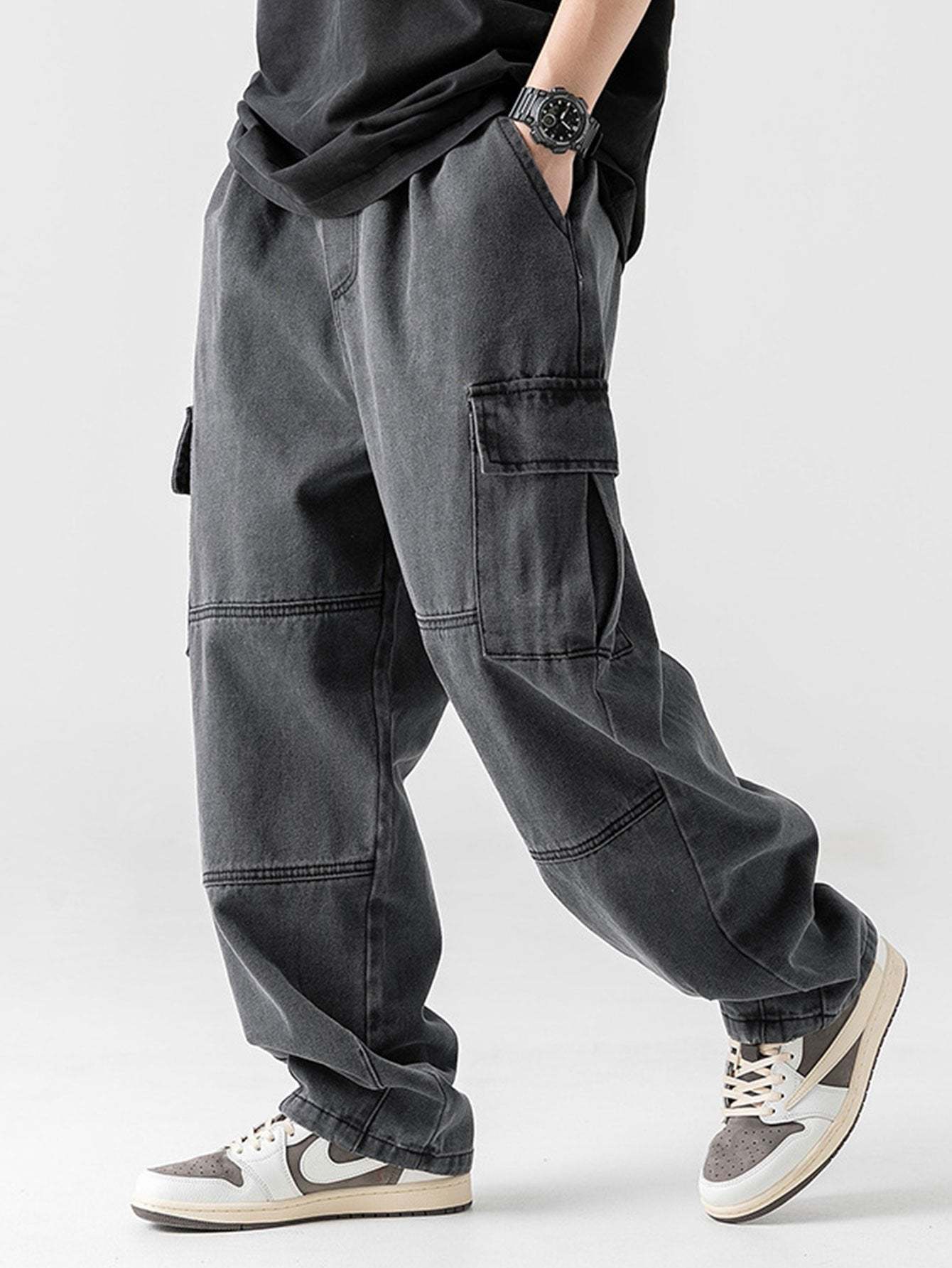 Straight Leg Cargo Jeans-Waves And Trunks