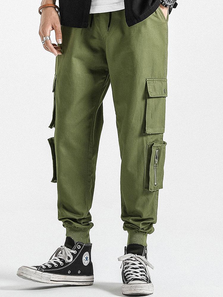 Elastic Waistband Cargo Joggers-Waves And Trunks