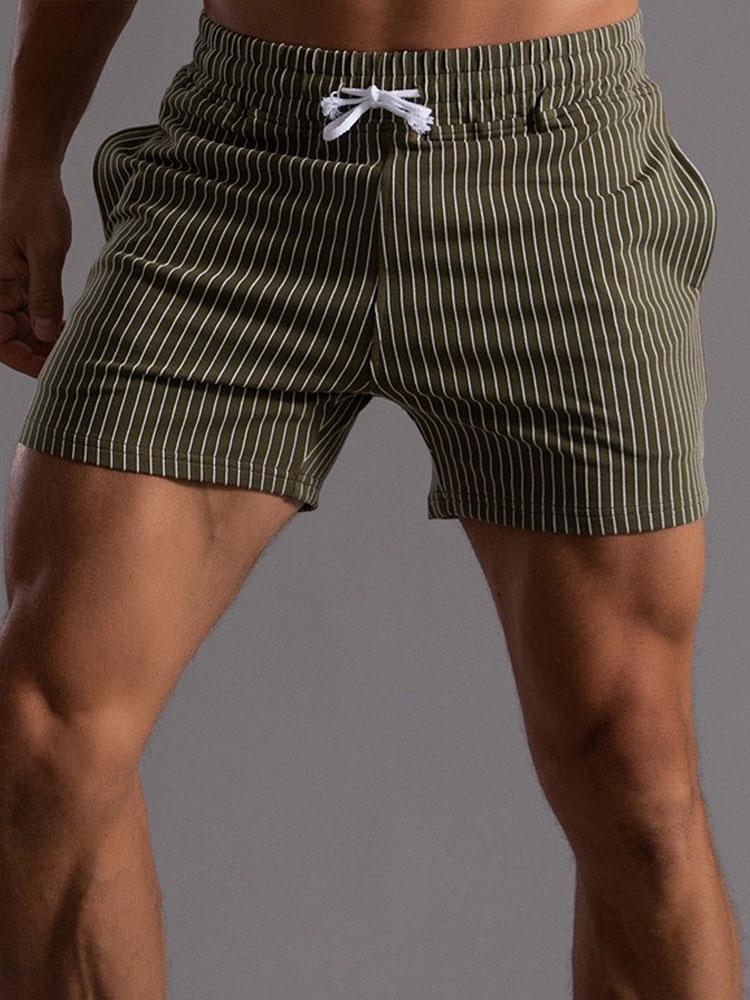 Striped Pattern Jersey Shorts With Drawstring-Waves And Trunks