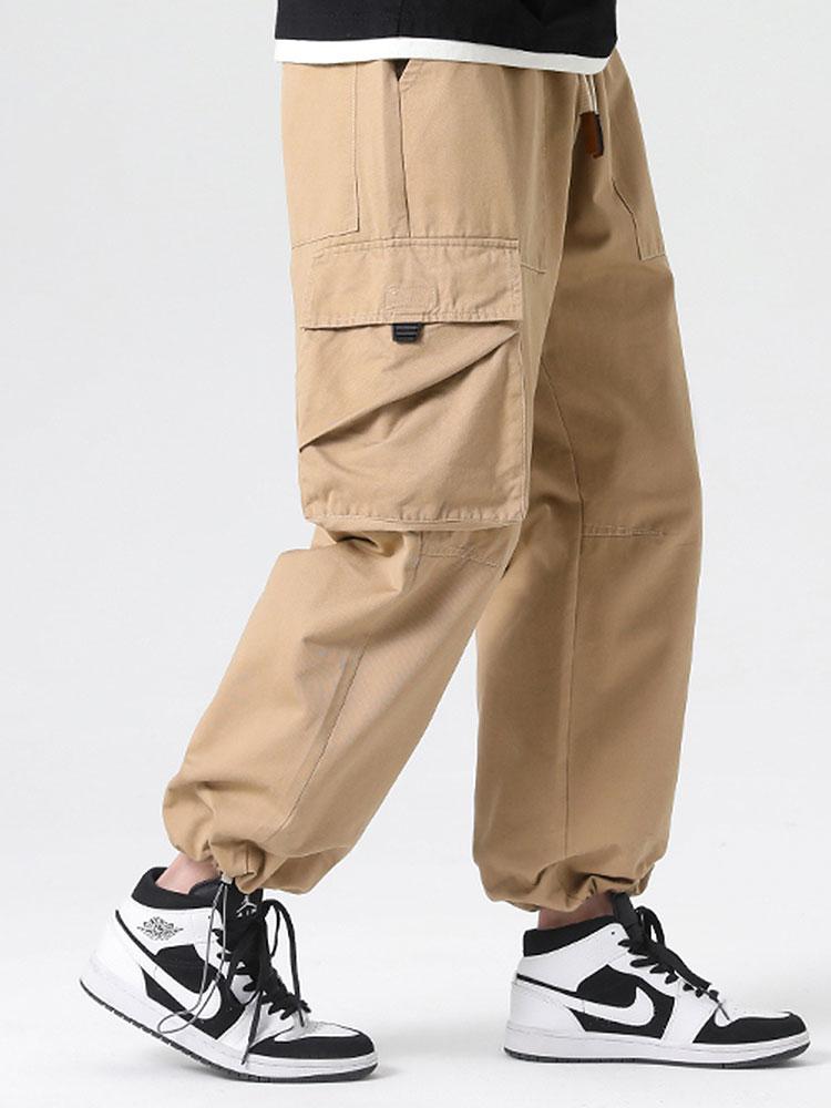 Drawstring Cuff Parachute Cargo Pants-Waves And Trunks
