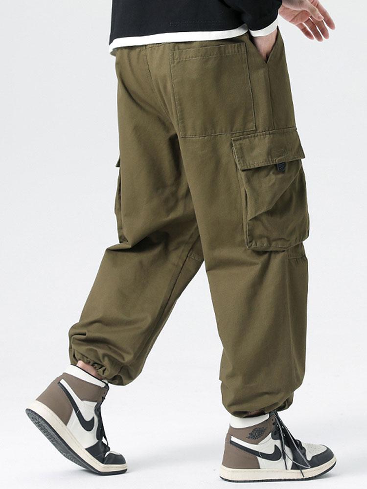 Drawstring Cuff Parachute Cargo Pants-Waves And Trunks