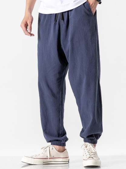 Plain Pattern Jogging Pants-Waves And Trunks