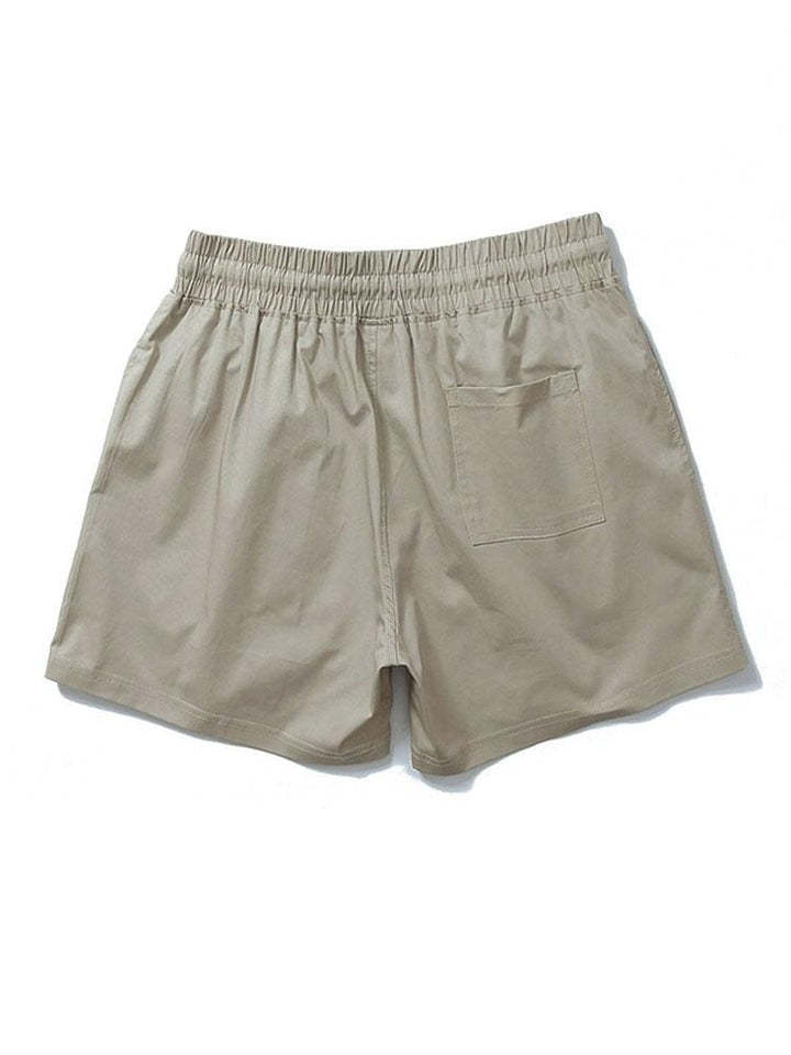 Casual Drawstring Plain Beach Shorts-Waves And Trunks