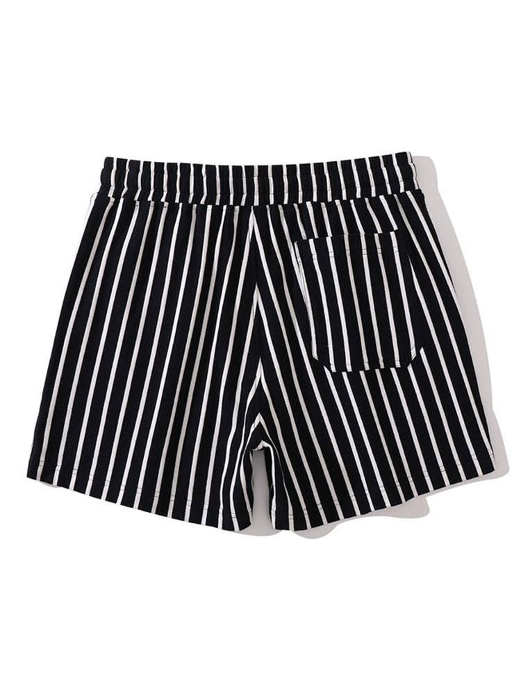 Striped Jersey Shorts With Drawstring-Waves And Trunks
