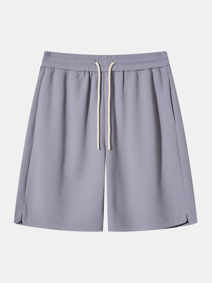 Plain Drawstring Patterned Shorts-Waves And Trunks
