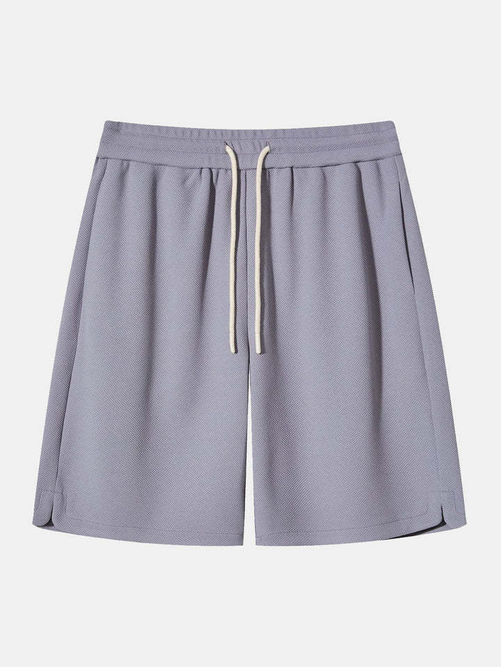 Plain Drawstring Patterned Shorts-Waves And Trunks
