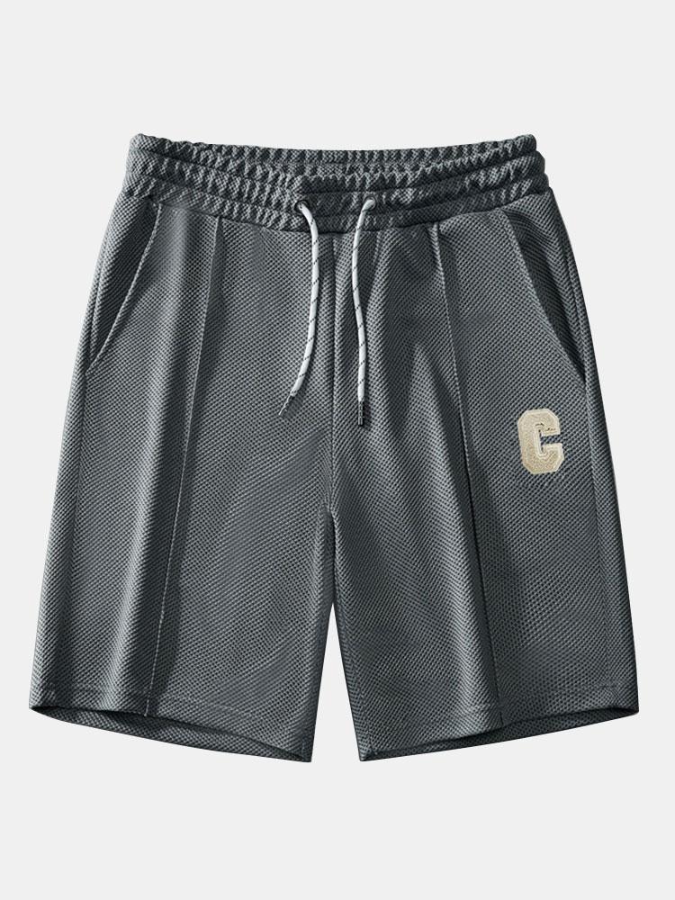 Waffle Pattern Shorts With Drawstring-Waves And Trunks
