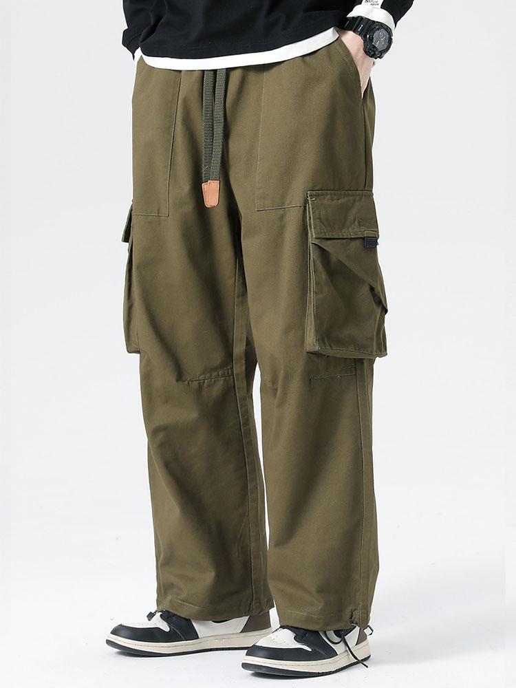 Drawstring Cuff Parachute Cargo Pants-Waves And Trunks