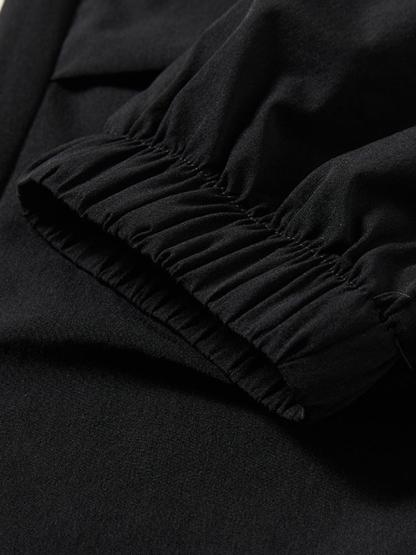 Elastic Waistband Cargo Pants-Waves And Trunks