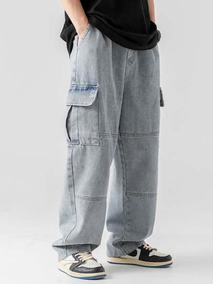 Straight Leg Cargo Jeans-Waves And Trunks
