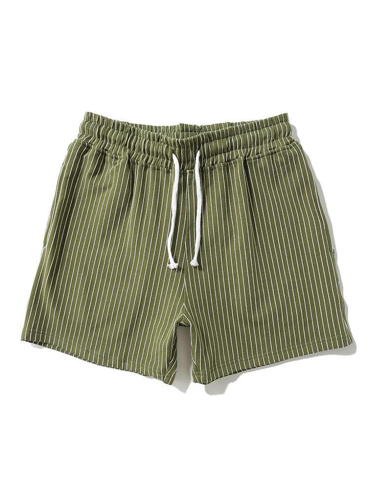 Striped Pattern Jersey Shorts With Drawstring-Waves And Trunks