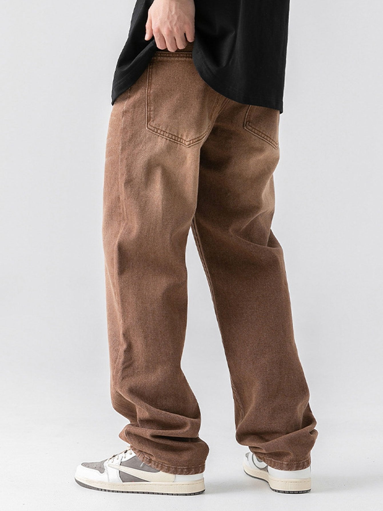 Casual Solid Patterned Jeans-Waves And Trunks