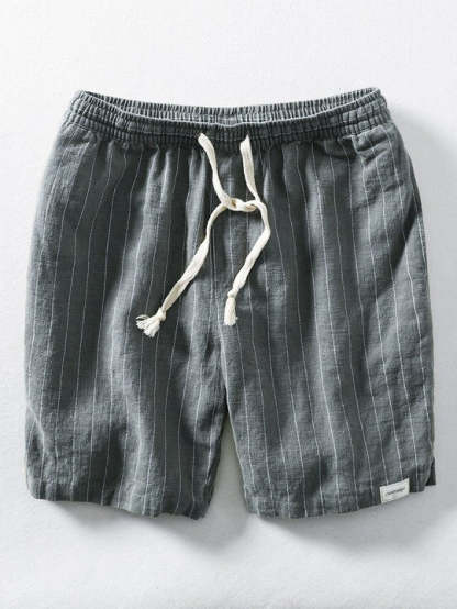 Drawstring Striped Beach Shorts-Waves And Trunks
