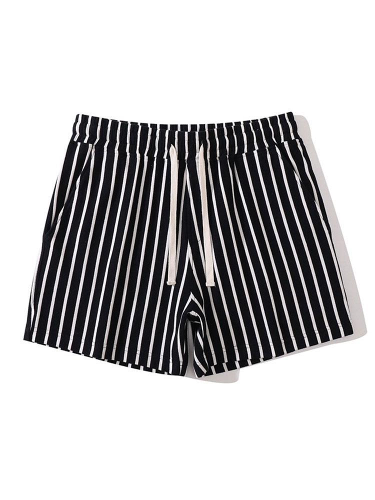Striped Jersey Shorts With Drawstring-Waves And Trunks