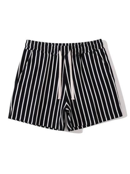 Striped Jersey Shorts With Drawstring-Waves And Trunks