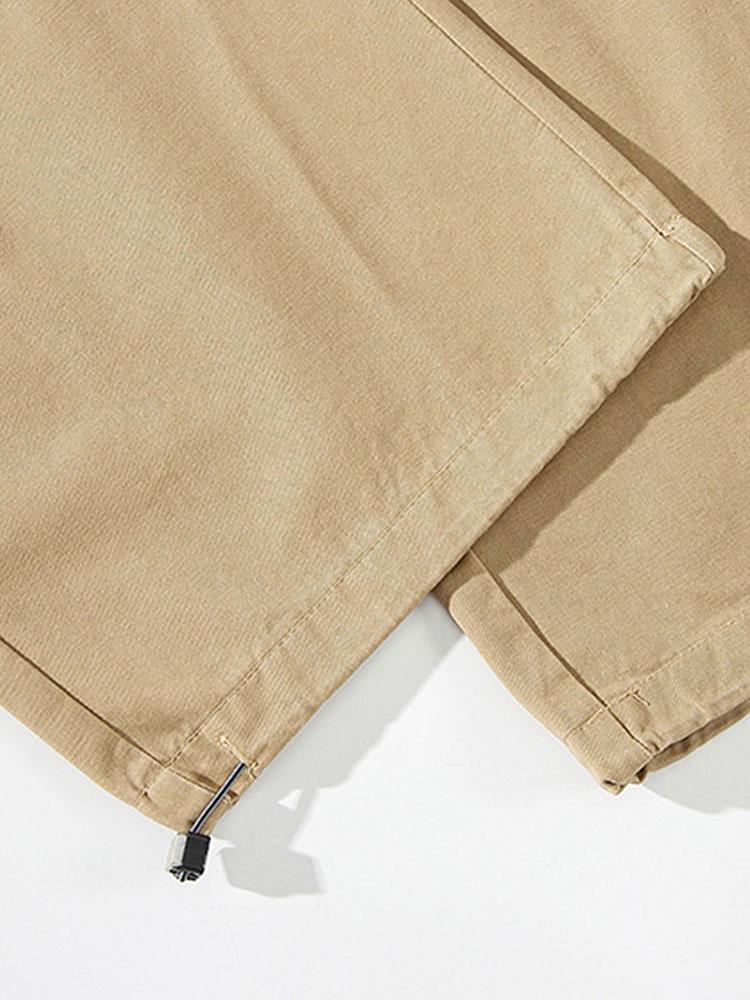 Drawstring Cuff Parachute Cargo Pants-Waves And Trunks