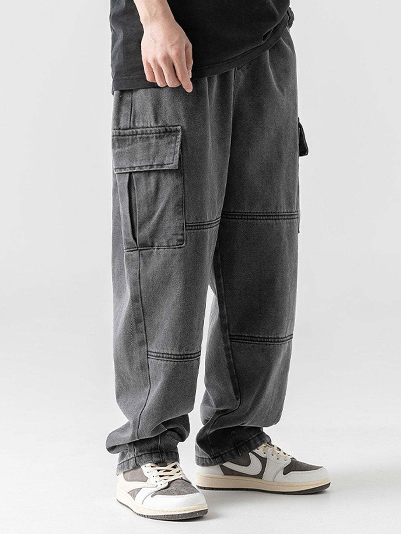 Straight Leg Cargo Jeans-Waves And Trunks