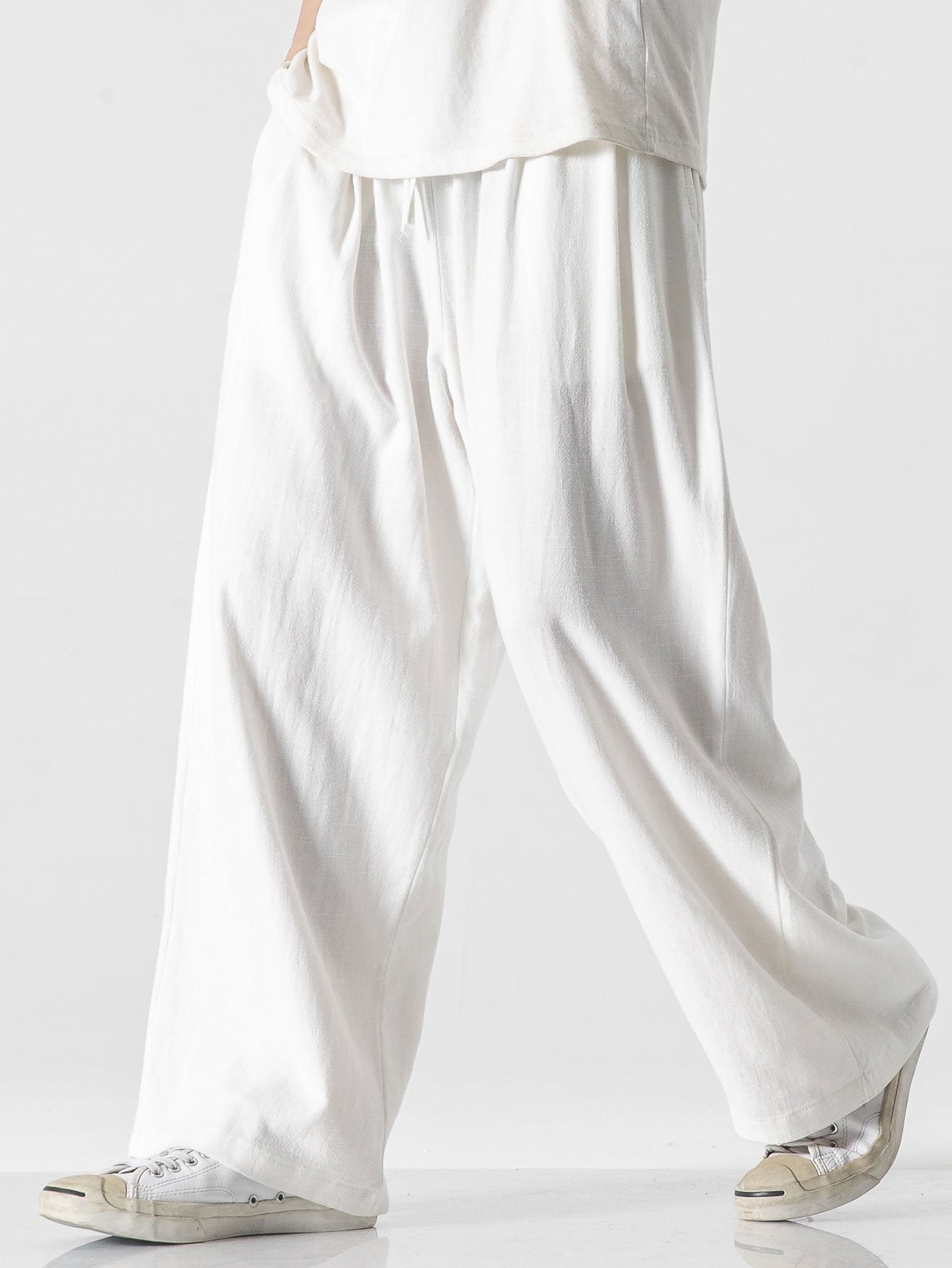 Loose And Wide Legs Plain Pants-Waves And Trunks