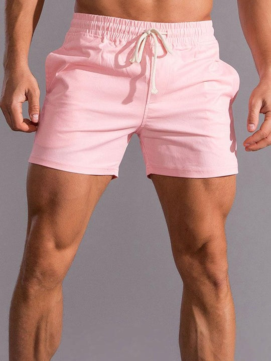 Casual Drawstring Plain Beach Shorts-Waves And Trunks