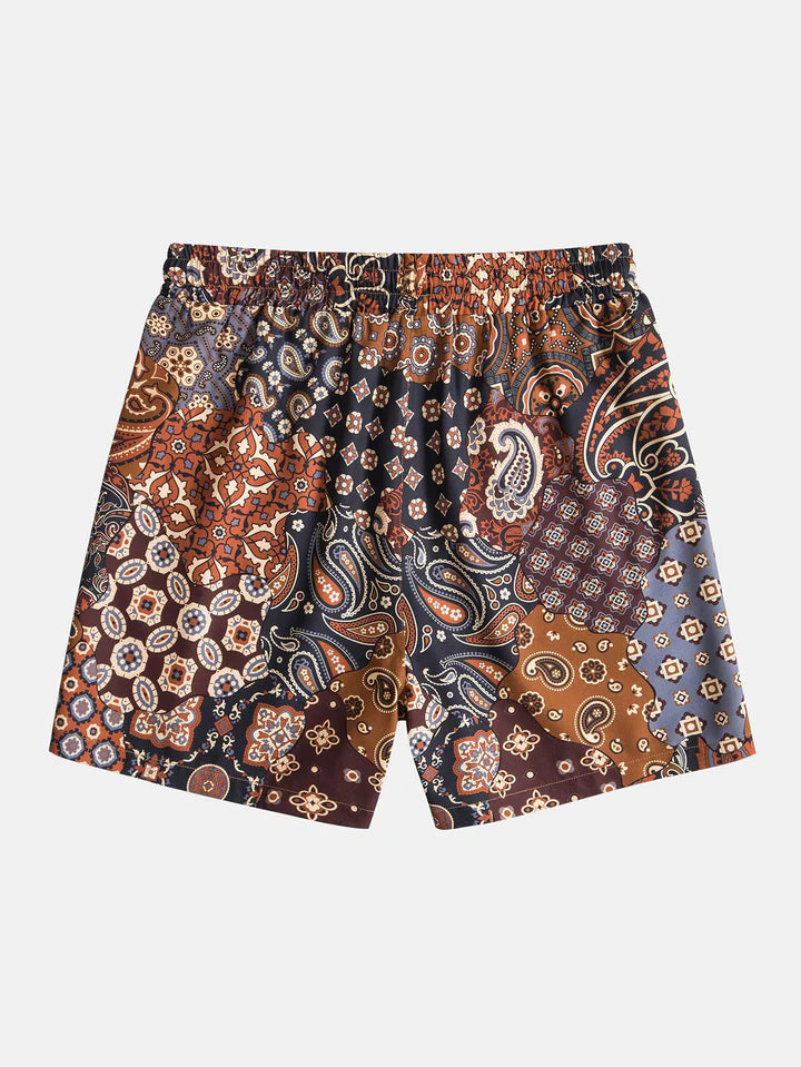 Paisley Patchwork Printed Shorts-Waves And Trunks