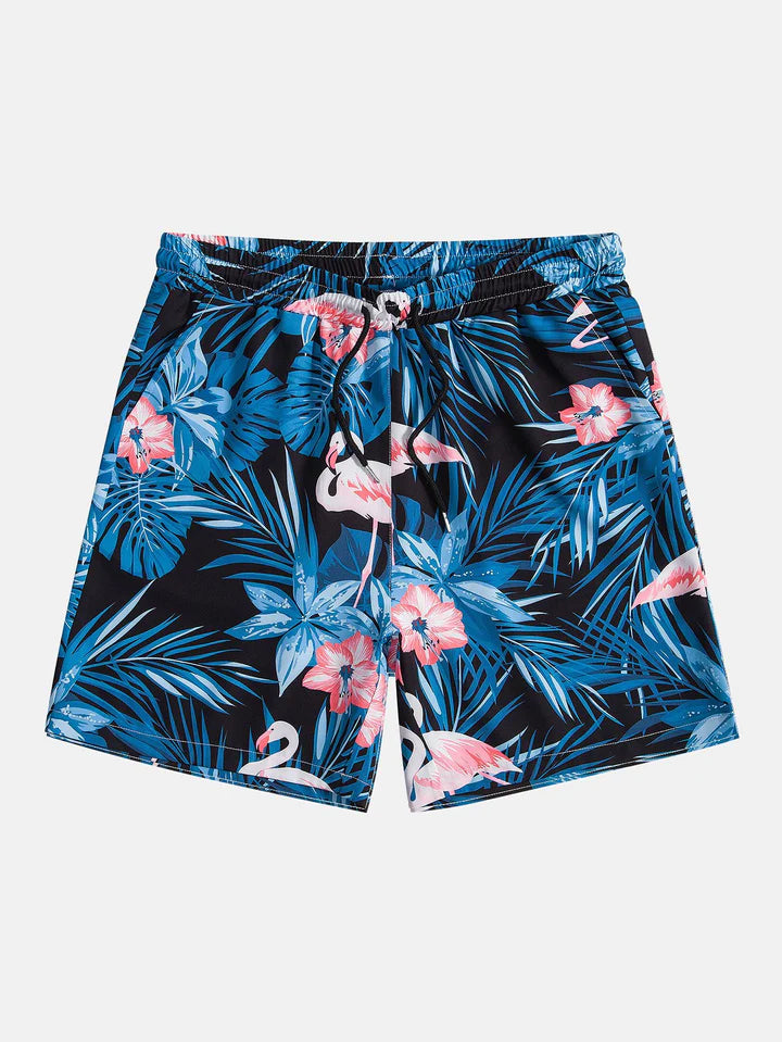 Flamingo Printed Shorts-Waves And Trunks