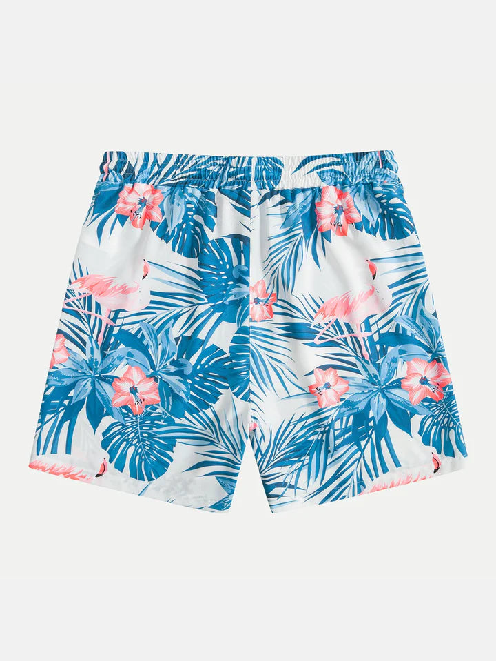 Flamingo Printed Shorts-Waves And Trunks