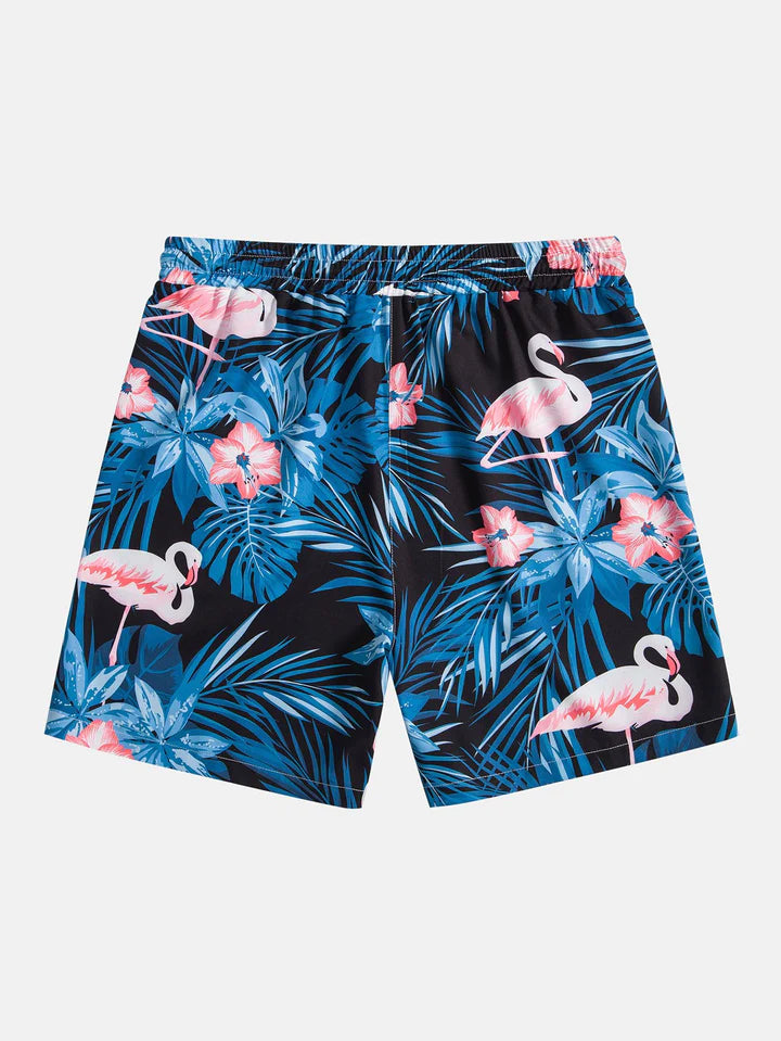 Flamingo Printed Shorts-Waves And Trunks